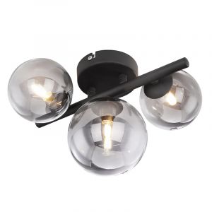 Design wandlamp Melinda, zwart, rookglas