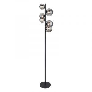 Design vloerlamp Melinda, zwart, rookglas