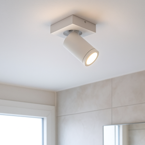 Witte badkamer plafondspot Kenan, 1L, IP44