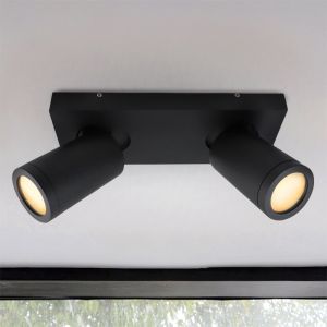 Zwarte badkamer plafondspot Kenan, 2L, IP44
