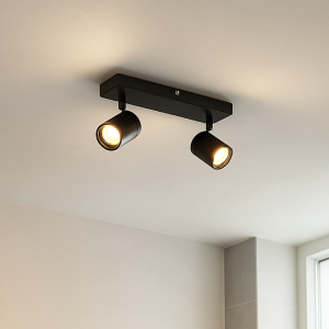 Zwarte plafondspot Ciara, aluminium, modern, IP44, 2L