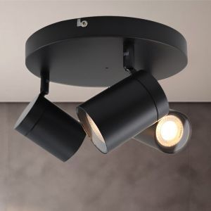 Zwarte plafondspot Ciara, aluminium, modern, IP44, 3L