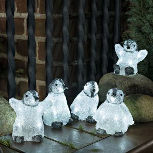 5 LED Pinguins, voor binnen en buiten