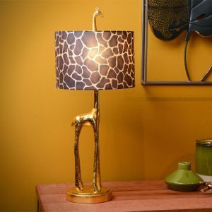 Gouden retro tafellamp, Extravaganza Miss Tall, stof