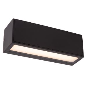 Zwarte buiten wandlamp met schemersensor modern, Sutton, 2W, 3000K LED, IP54