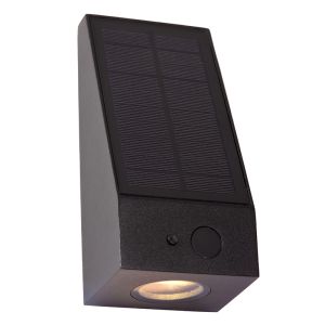 Zwarte buiten wandlamp op zonne-energie modern, Irwin, 2W, 2700K LED, IP54