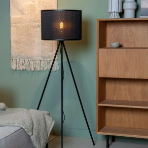 Bamboe driepoot vloerlamp zwart, Tagalog, met schakelaar