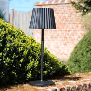 Zwarte buiten tafellamp landelijk, Justine, 2W, 2700K LED, IP54, met touchdimmer