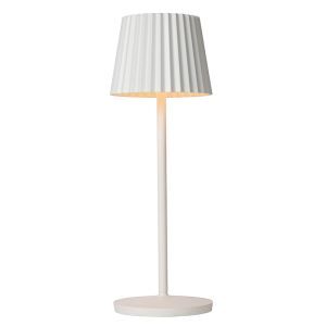 Witte buiten tafellamp landelijk, Justine, 2W, 2700K LED, IP54, met touchdimmer