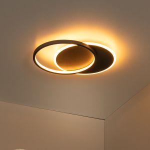 Zwarte plafonnière modern, Axelle, 24W, 2700K LED, 3-staps dimbaar