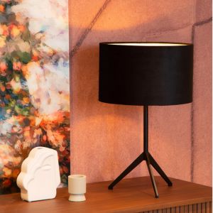 Zwarte tafellamp modern, Tondo, met schakelaar