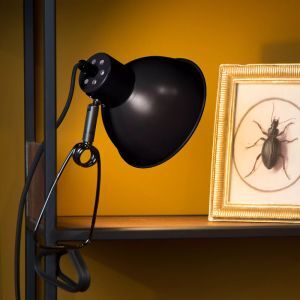 Zwarte klemlamp Moys, staal