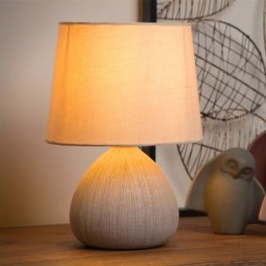 Beige tafellamp Ramzi, Rond