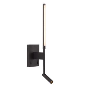 Zwarte wandlamp modern, Finan, 6W, 2700K LED, met schakelaar