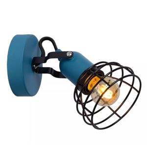 Blauwe wandspot Paulien, metaal