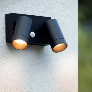 Zwarte buitenlamp met bewegingssensor Taylor, aluminium