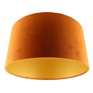 Oranje en gouden velours lampenkap Melanie, 50 cm