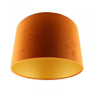 Oranje/gouden velours lampenkap Madelyn, 30 cm