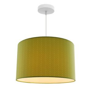 Olijfgroene hanglamp met lijntjesmotief
