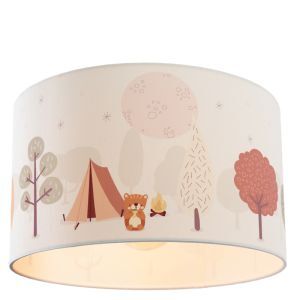 Stoffen kinderkamer plafondlamp wit, Bosdiertjes
