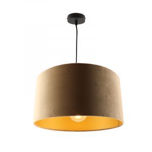 Hanglamp Urvin, taupe met goud velours, 40 cm