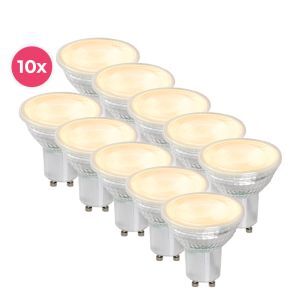 10-pack Dimbare transparante GU10 LED lamp Antonie, 5w, warm wit