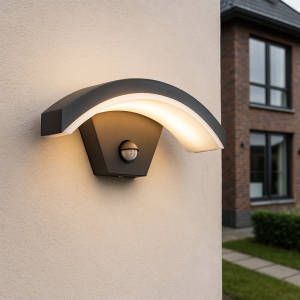 Zwarte buitenlamp Annemay met bewegingssensor, geïntegreerd LED