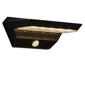 Zwarte buiten wandlamp op zonne-energie modern, Agena, 4,5W, 3000K LED, IP44
