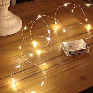 2m LED draadverlichting op batterij, 40 leds, warm wit
