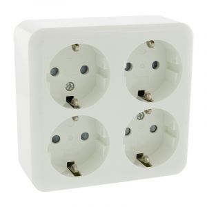 Exin Exo contactdoos, opbouw, viervoudig, randaarde, polarwit