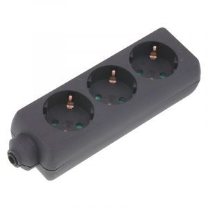 Exin stekkerdoos 3-voudig, randaarde, 2500w zwart