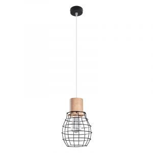 Landelijke hanglamp Gerbrich, zwart, hout