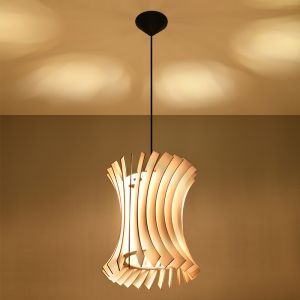 Landelijke hanglamp Goran, bruin, hout