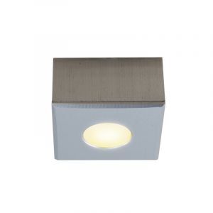 Vierkante geborsteld Chroom Veranda opbouwspot Fredo, IP44, dimbaar