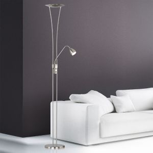 Nikkelen vloerlamp klassiek, Stijn, 20W, 3000K LED, met schakelaar