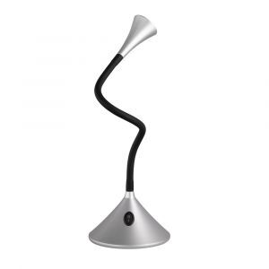 Zilveren bureaulamp modern, Yelaisa, 3W, 3000K LED, met schakelaar