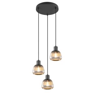 Zwarte hanglamp rookglas, Meriem