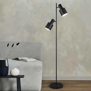 Zwarte vloerlamp metaal, Amila, met schakelaar