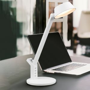 Witte bureaulamp modern, Lindi, 5W, warm tot koud wit verstelbare LED, met touchdimmer