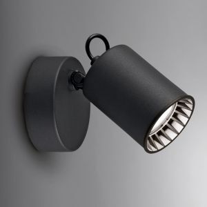 Zwarte wandspot Shaquan, metaal, modern