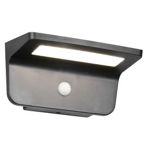 Zwarte buiten wandlamp op zonne-energie modern, Mukaddes, 8W, 4000K LED, IP44