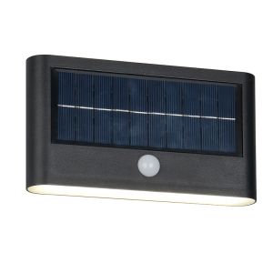 Zwarte buiten wandlamp op zonne-energie modern, Nefise, 8W, 4000K LED, IP44