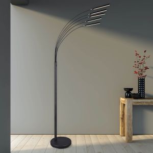 Moderne vloerlamp Ekram, nikkel, 3,5w geintegreerd LED