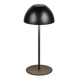 Zwarte oplaadbare tafellamp kunststof, Mikhail, 2W, 3000K LED, IP44, met touchdimmer