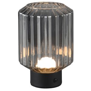 Zwarte oplaadbare tafellamp retro, Tamer, 2W, 3000K LED, met touchdimmer