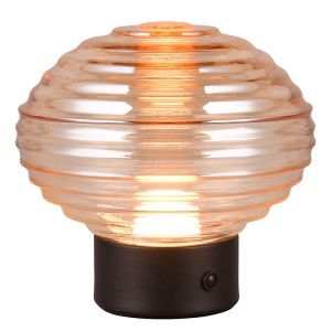 Zwarte oplaadbare tafellamp retro, Walid, 2W, 3000K LED, met touchdimmer
