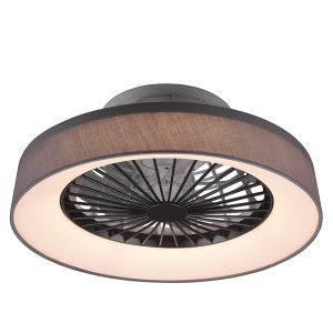 Grijze plafondventilator modern, Chante, 30W, warm tot koud wit verstelbare LED, met afstandsbediening