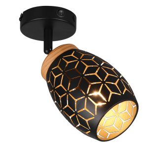Zwarte wandspot modern, Delana, met schakelaar