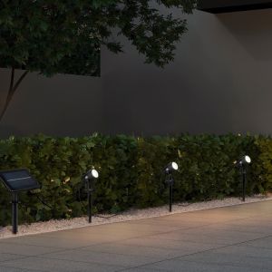 Zwarte solar prikspots aluminium, Mijke, 0,5W, 4000K LED, IP44