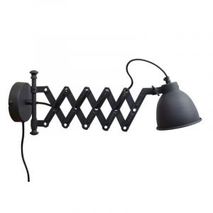Harmonica wandlamp Borani, Uitrekbaar, vintage zwart